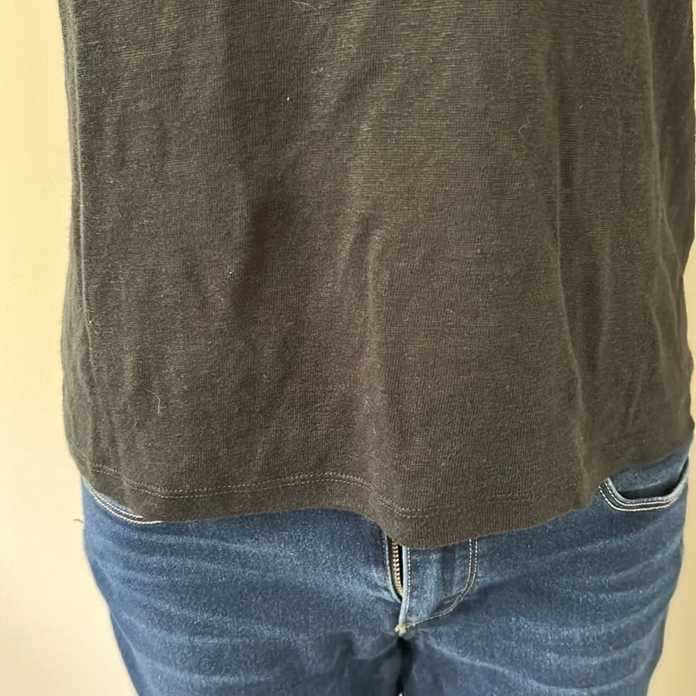 J CREW Relaxed linen crewneck T shirt Black Short Sleeve Basic Sz XS NEW